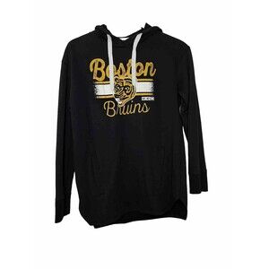 NHL CCM Boston Bruins Hoodie Womens Medium Black Pullover Sweatshirt Graphic